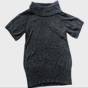 𝐘𝐕𝐎𝐒 | GRAY MARBLED WIDE-COLLARED KNITTED TURTLENECK SWEATER DRESS